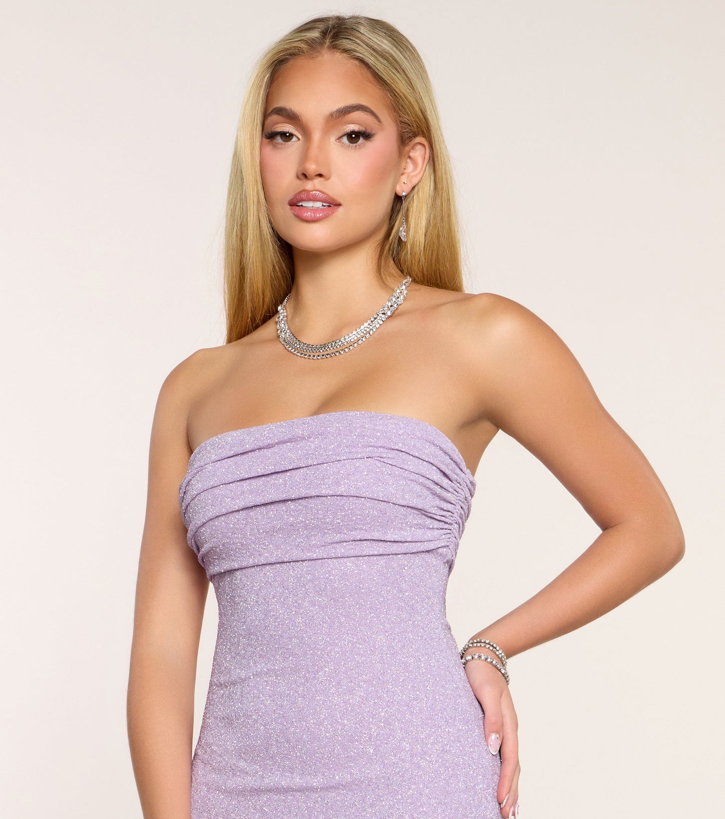 Audrina Glitter Strapless Mermaid Formal Dress