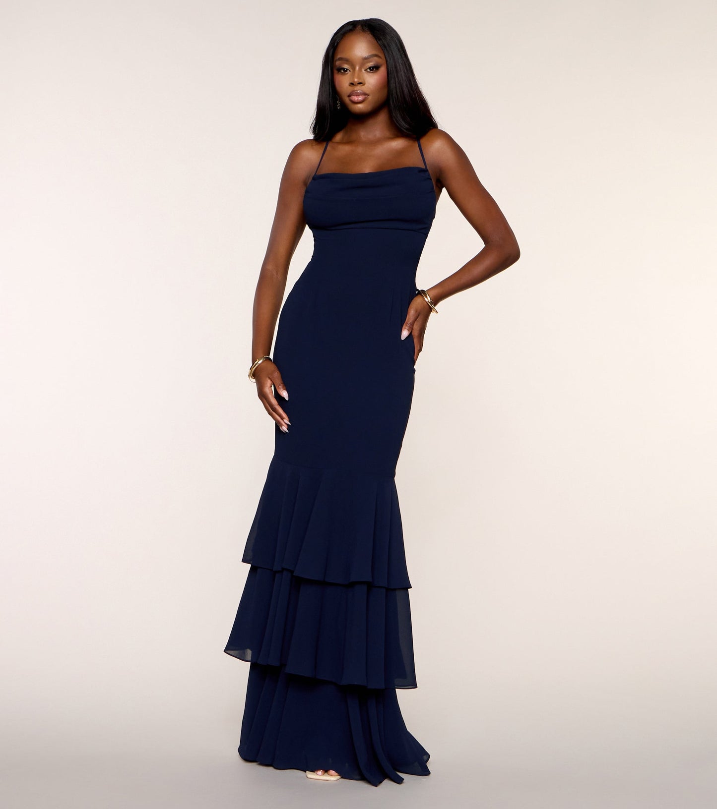 Aspen Chiffon Formal Dress With Scarf