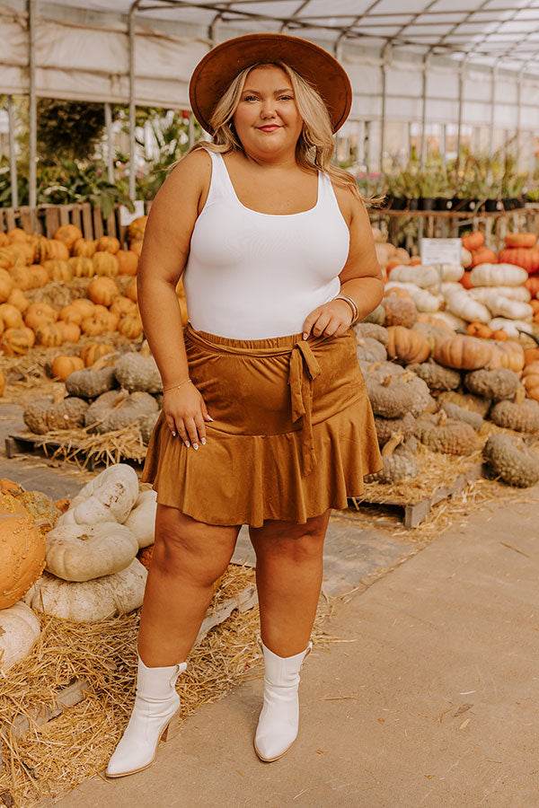 The Arlet High Waist Faux Suede Skort Curves