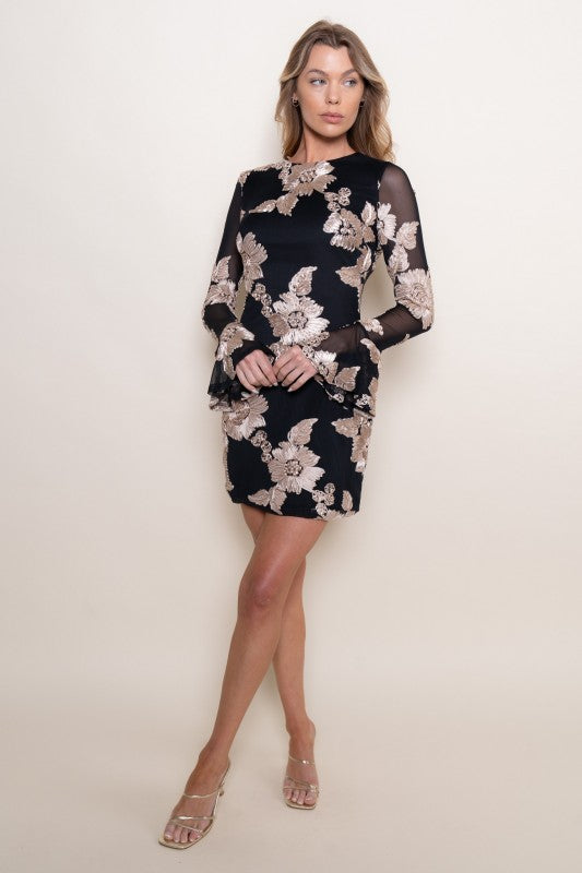 Midnight Bloom Mini Dress