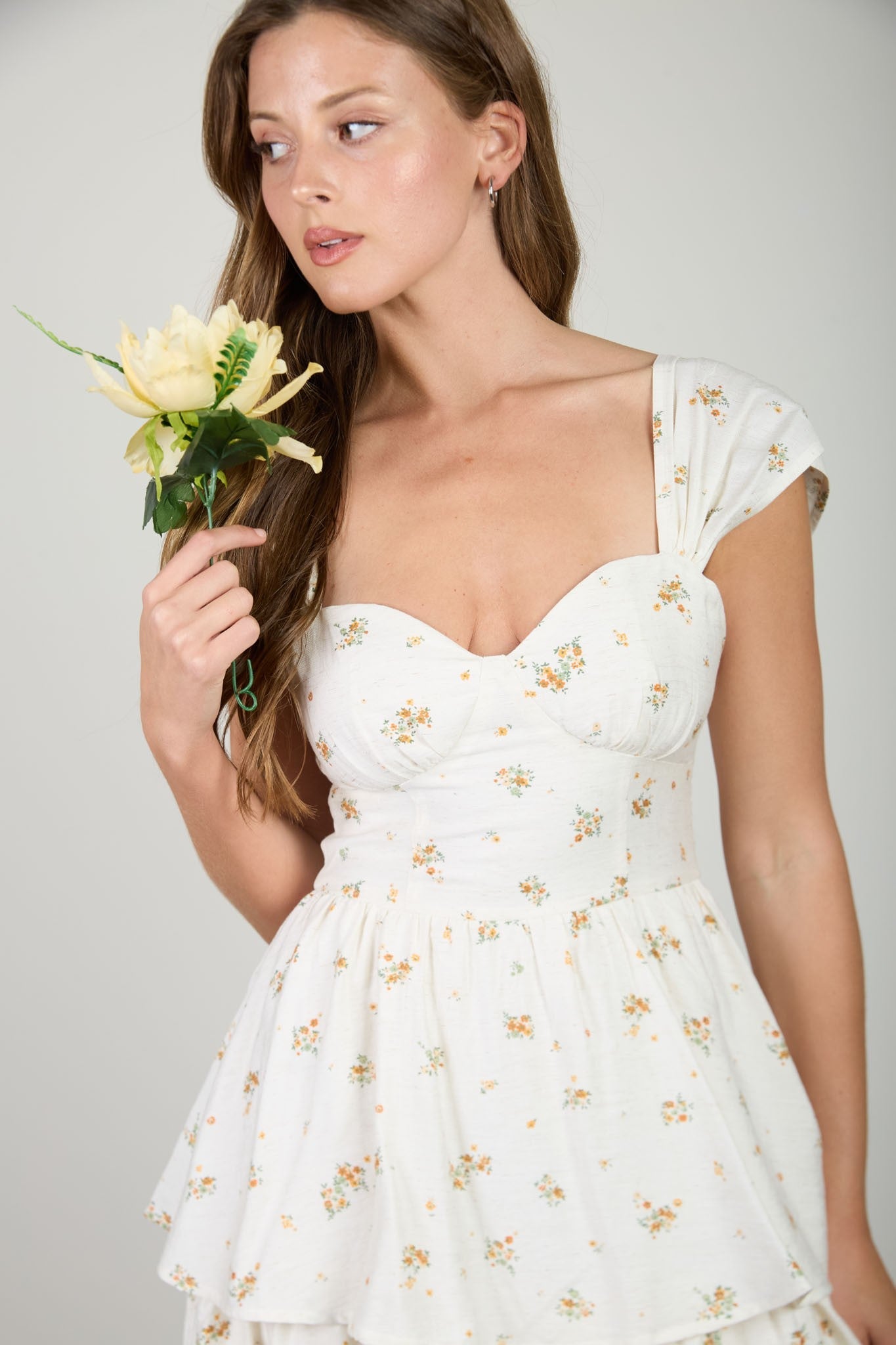 Golden Bloom Midi Dress