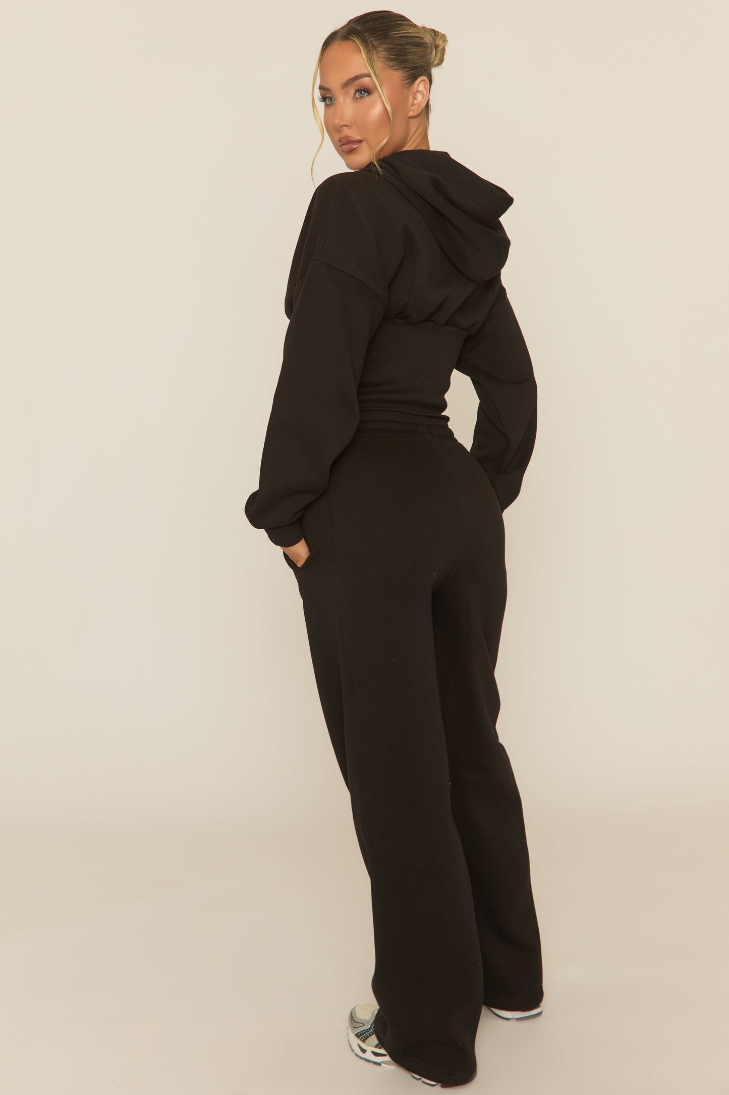 Black Corset Fit Hoodie and Jogger Loungewear Co-ord Set - Arria
