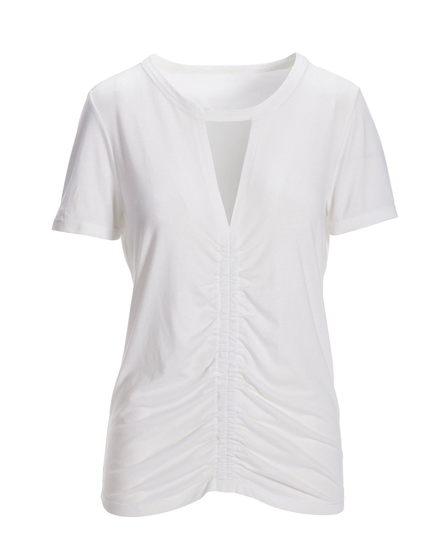 Cutout Ruched Tee White