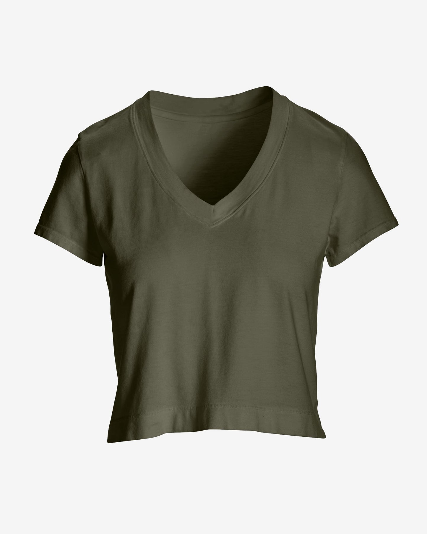 Cotton V Neck Short Sleeve Tee Olive Night