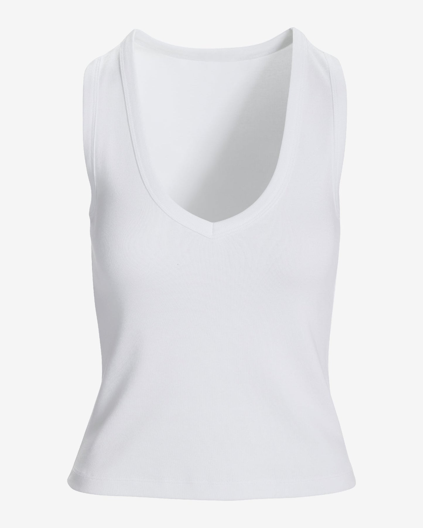 Cotton V-Neck Tank Top Pure White