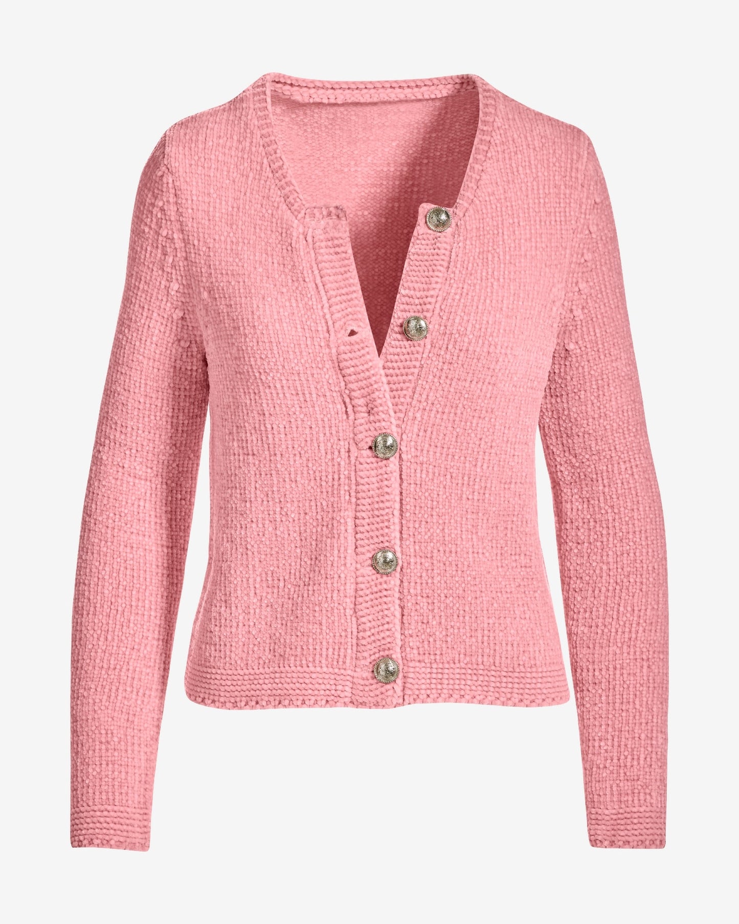 Chenille Long Sleeve Cardigan Coral Blush
