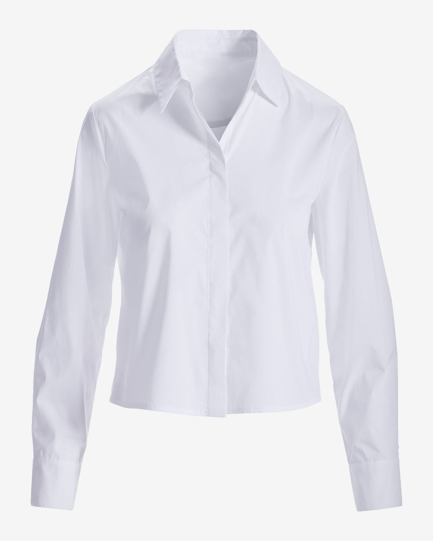 Cropped Poplin Button Up Shirt White