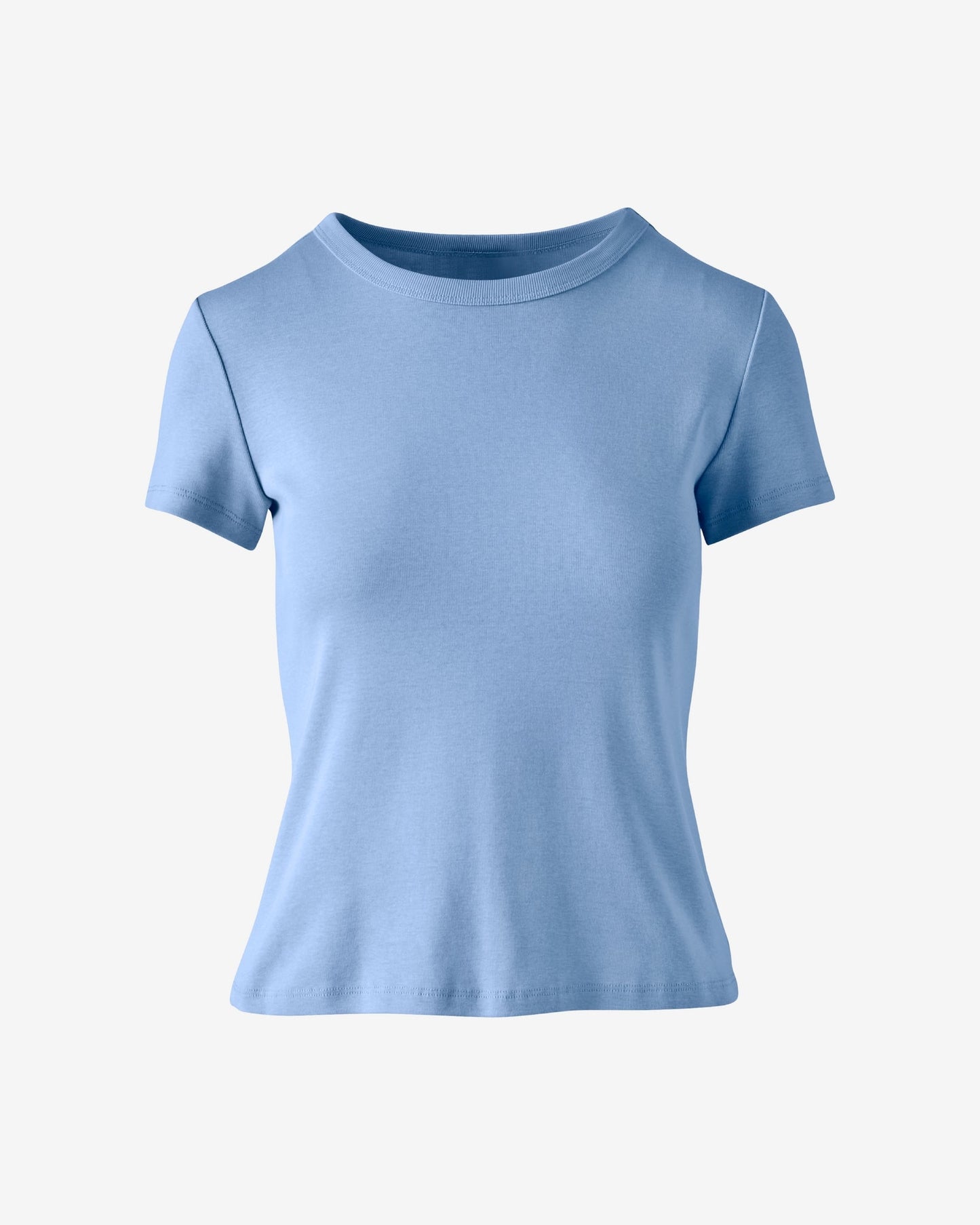 Crew Neck Cotton T Shirt Blue Topaz