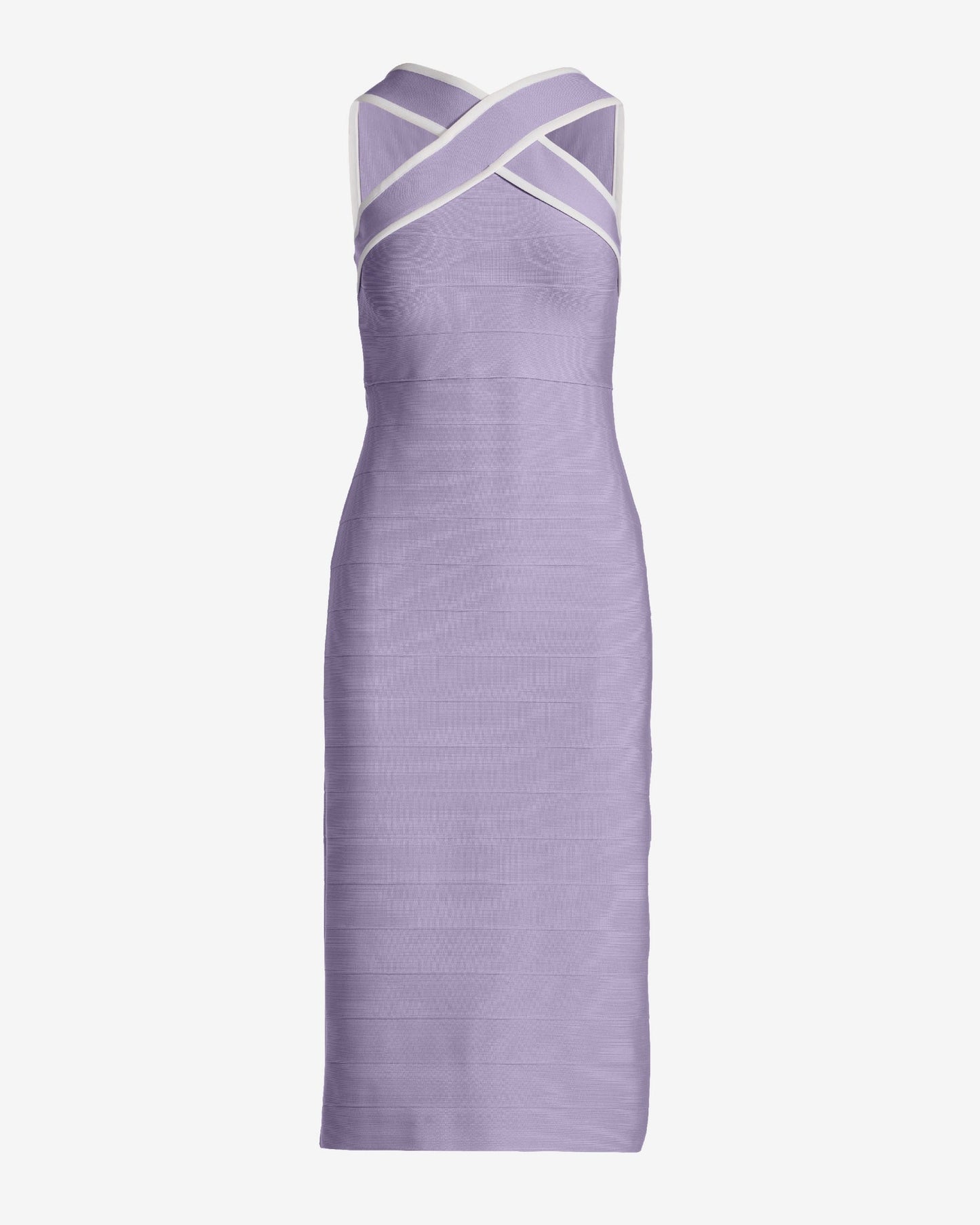 Color Block Criss Cross Bandage Midi Dress Lavender