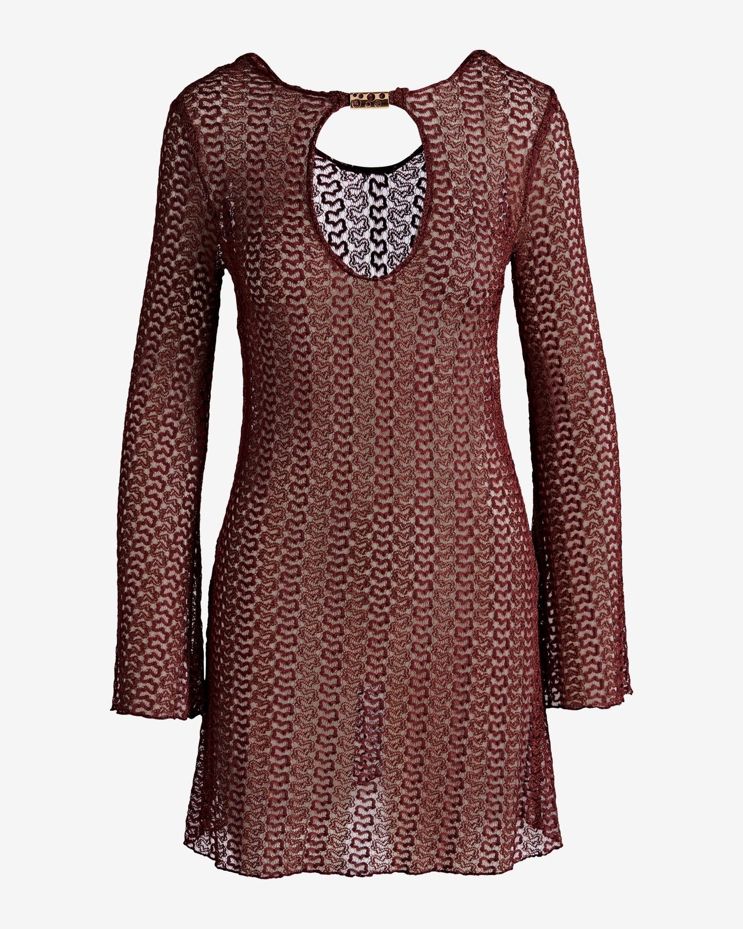 Crochet Keyhole Hardware Coverup Mocha/Golden