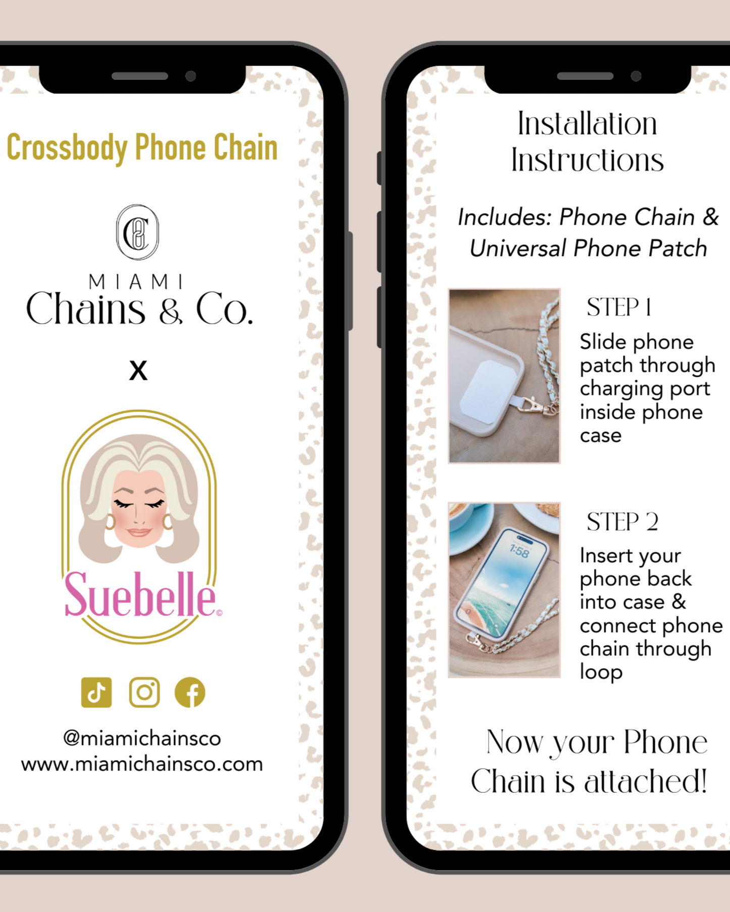 Denim Cheetah Crossbody Phone Chain