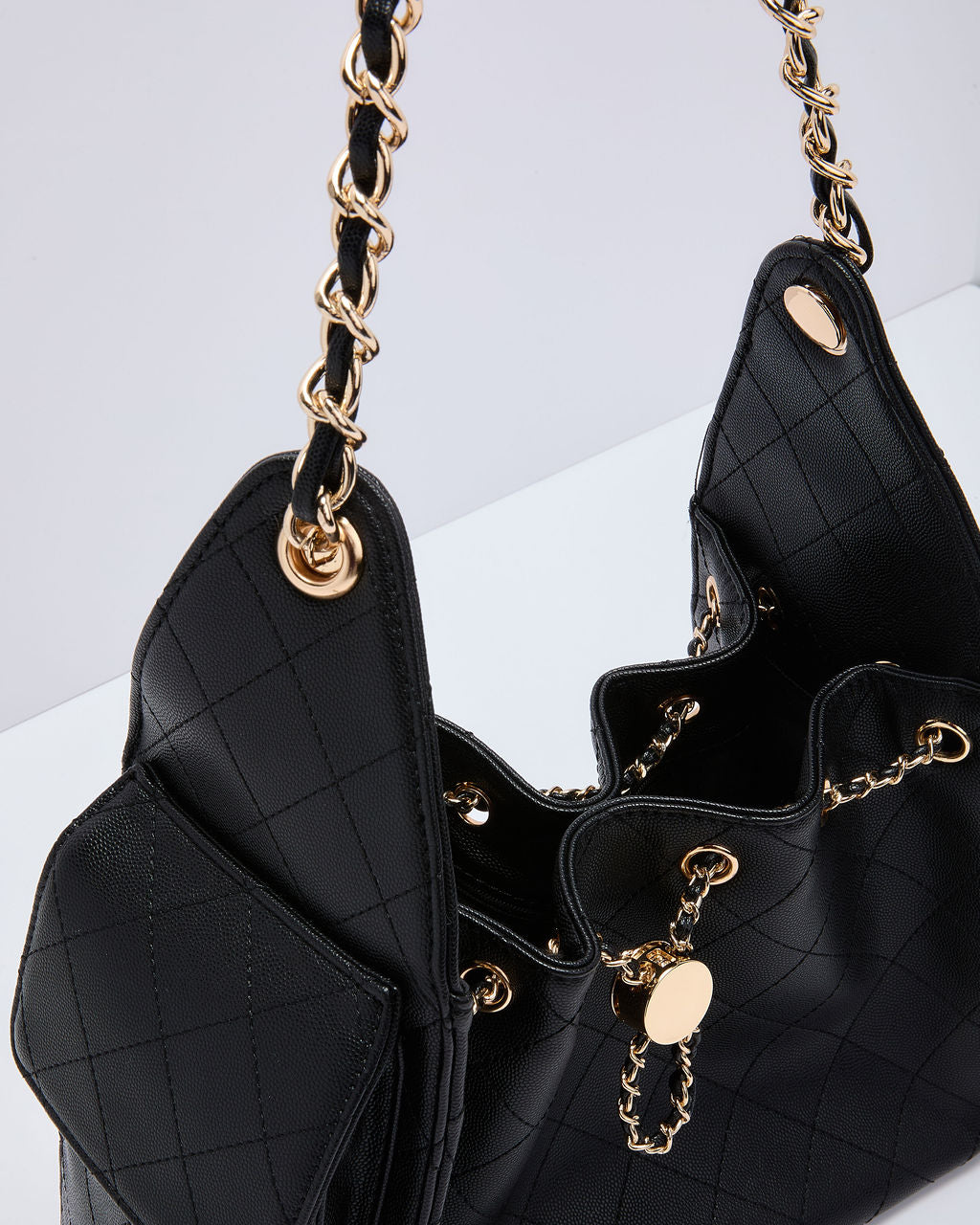 Borgia Quilted Crossbody Bucket Bag