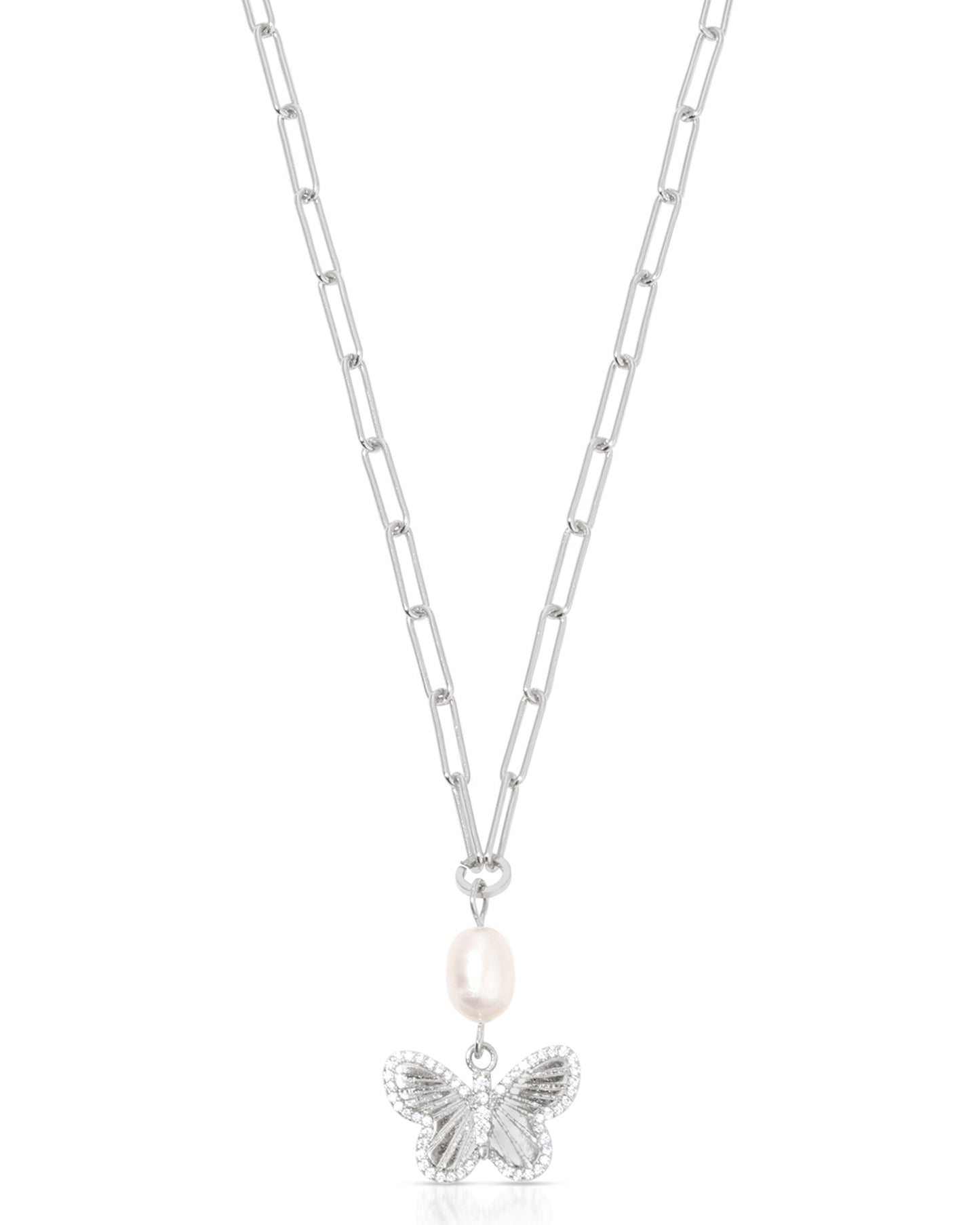Butterfly Pearl Chain Necklace