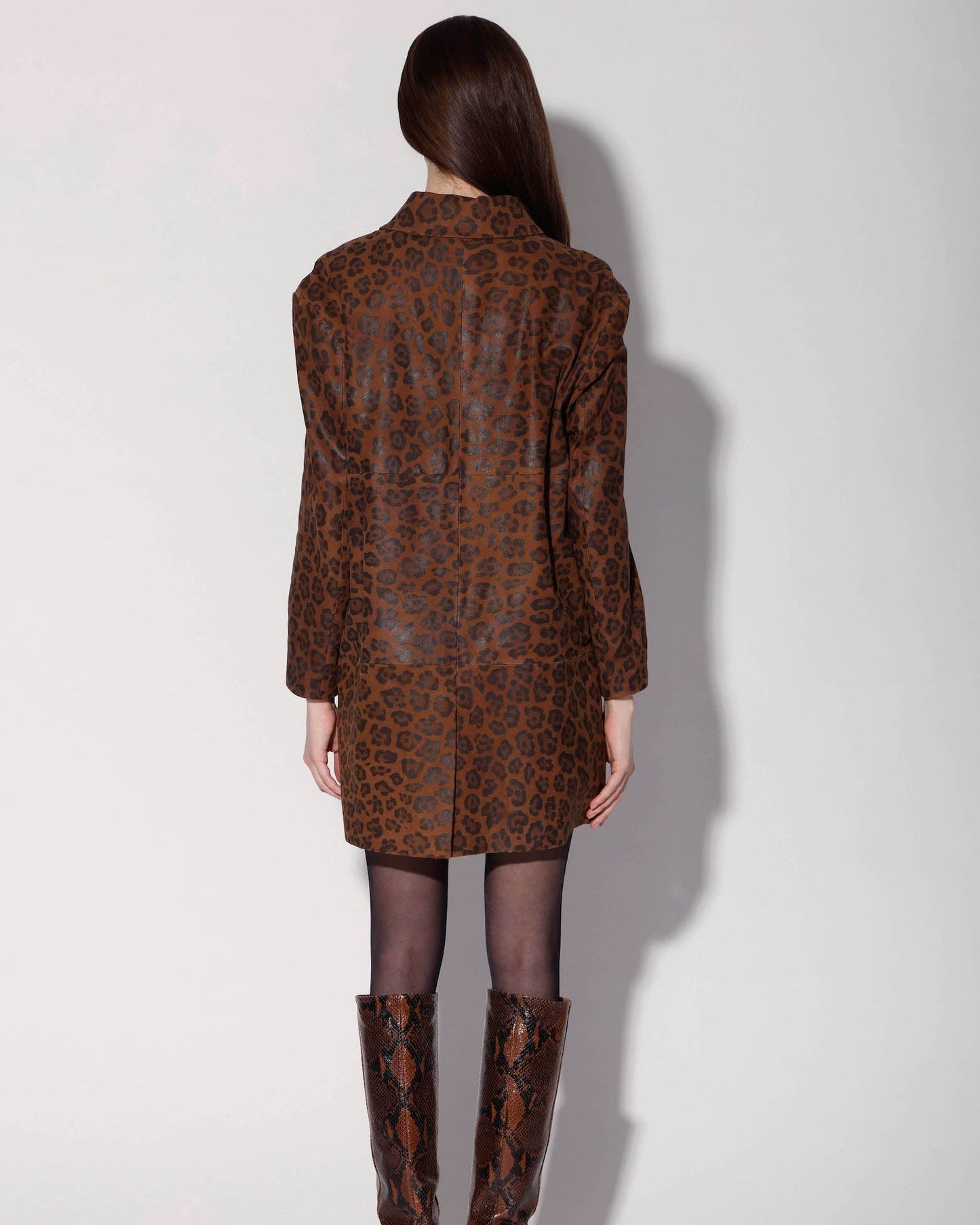 Candice Coat, Leopard Suede - Leather