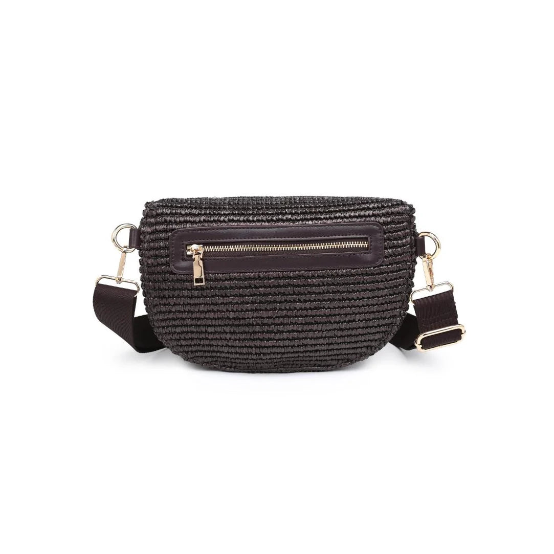 Gizelle Large Woven Belt Bag (Brown)
