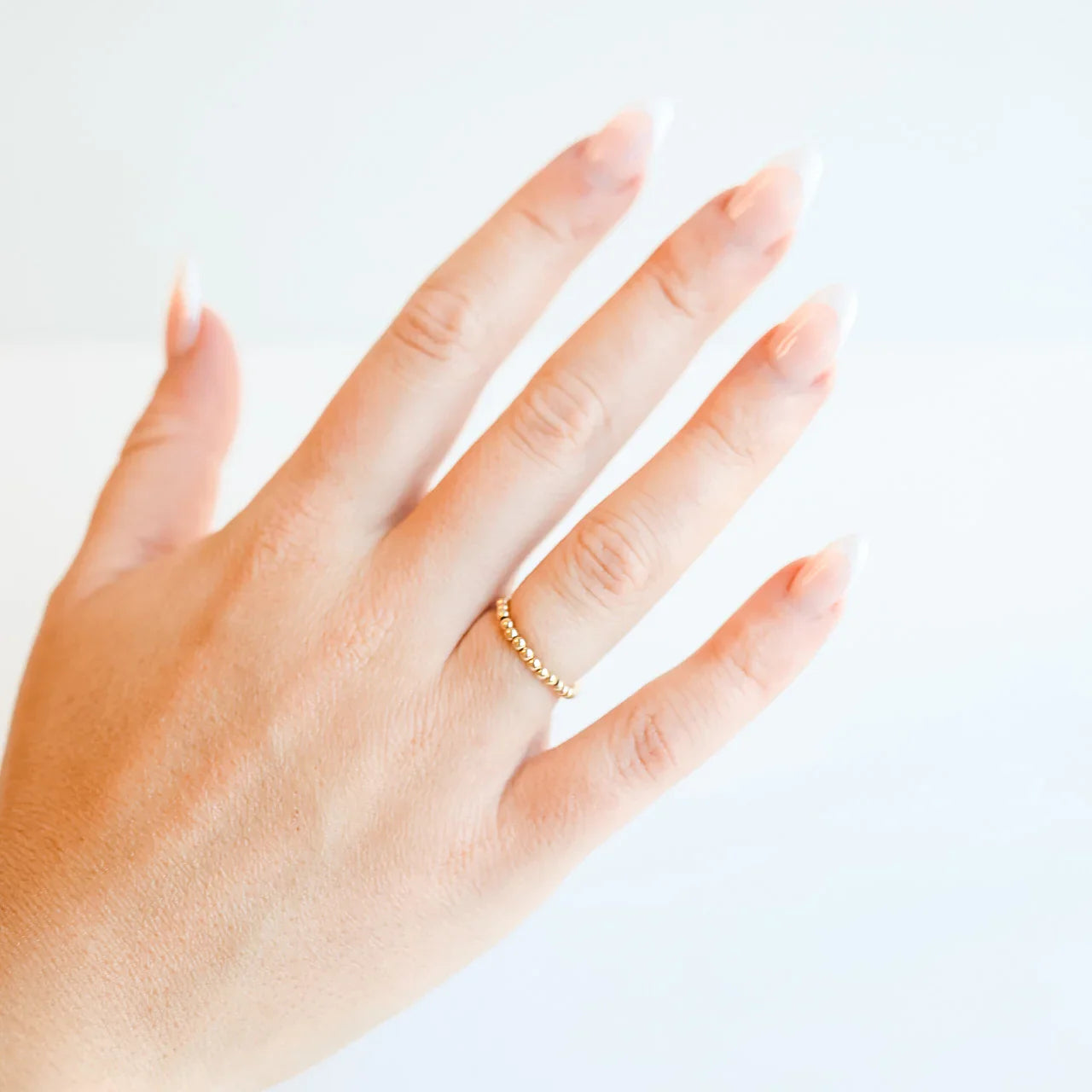 Lexi 2mm Gold Beaded Band Ring