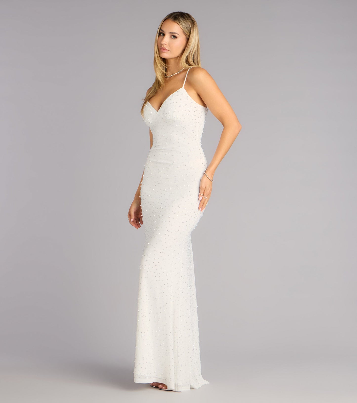 Anisa Pearl Rhinestone Mermaid Formal Dress
