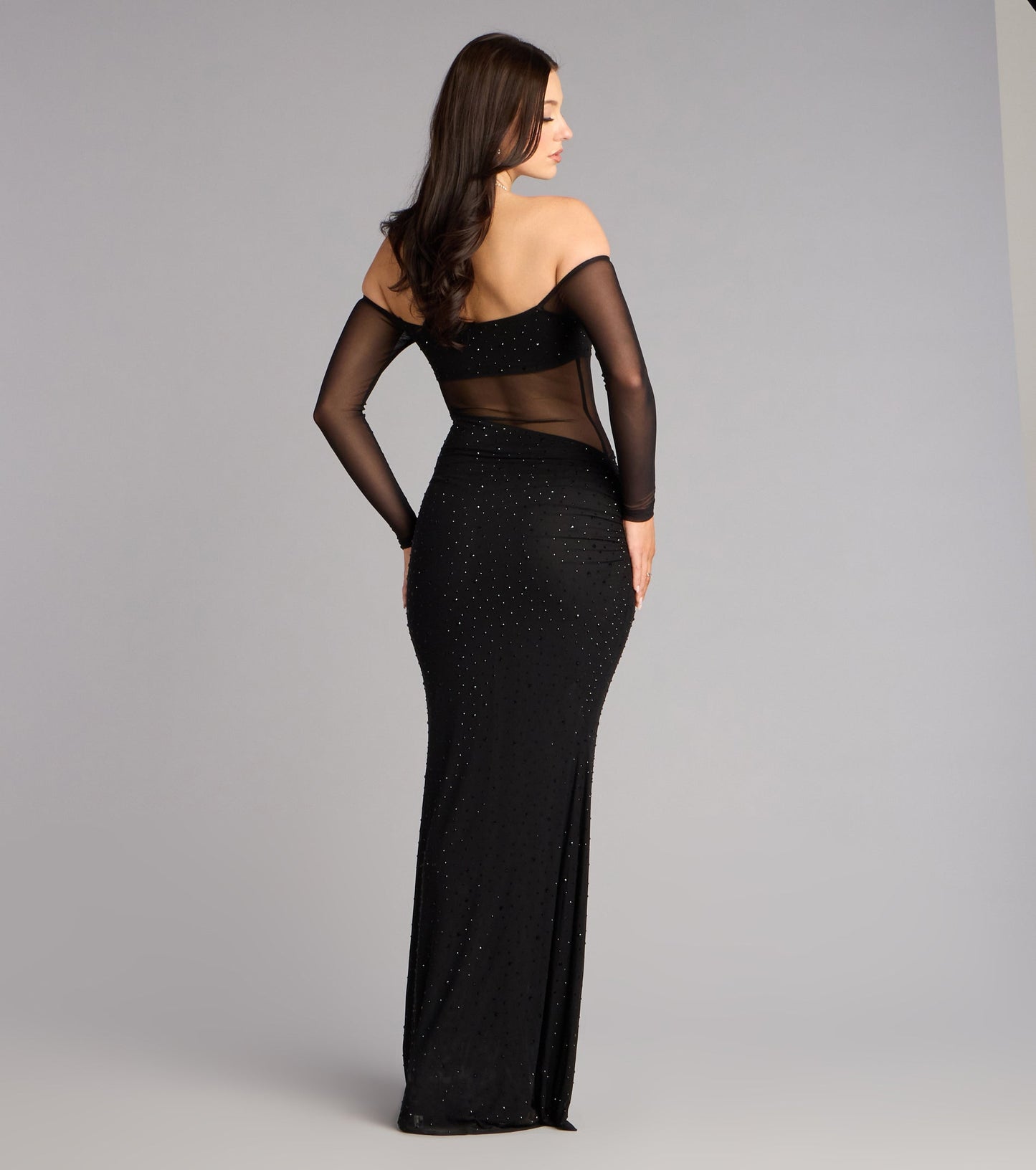 Azarliah Rhinestone Mesh Mermaid Formal Dress
