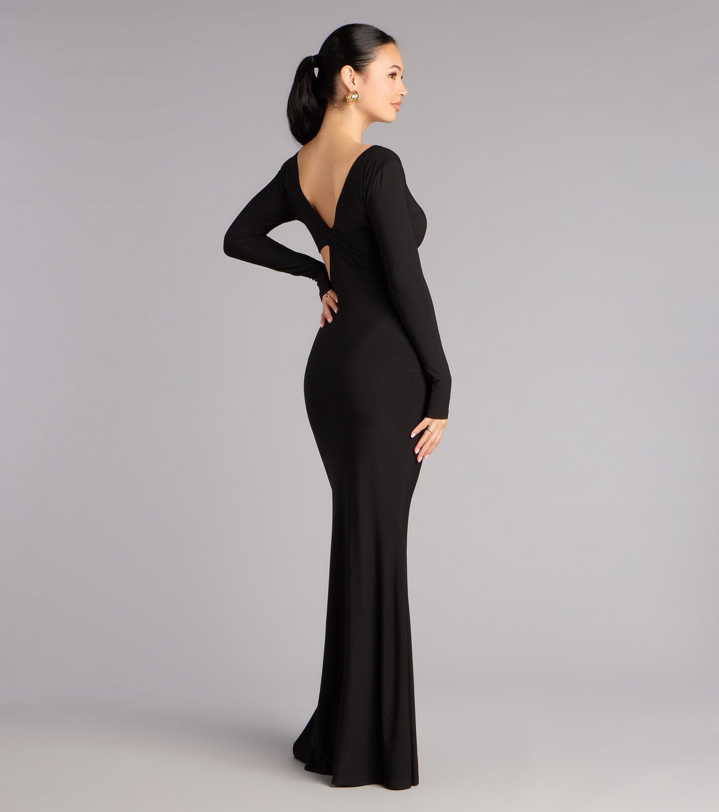 Barbara Long Sleeve Cutout Formal Dress