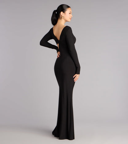 Barbara Long Sleeve Cutout Formal Dress