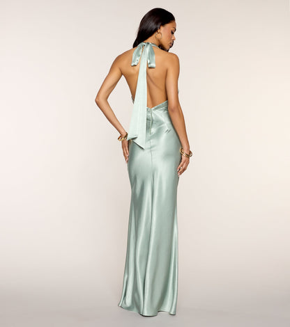 Ariel Satin Open Back Formal Dress