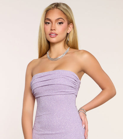 Audrina Glitter Strapless Mermaid Formal Dress