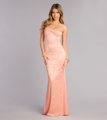 Averie Floral Lace Strapless Mermaid Dress
