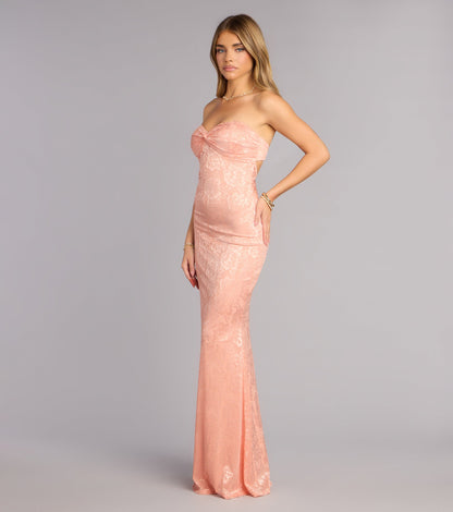 Averie Floral Lace Strapless Mermaid Dress