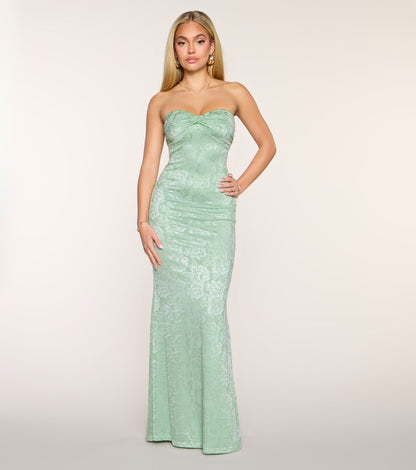 Averie Floral Lace Strapless Mermaid Dress