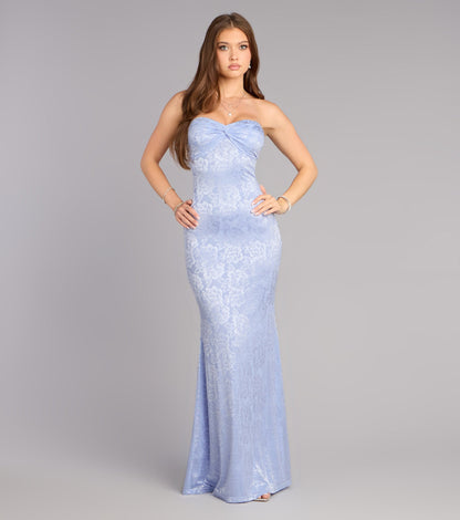 Averie Floral Lace Strapless Mermaid Dress