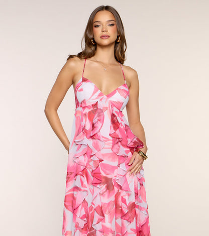 Annalise Floral Ruffle Formal Dress