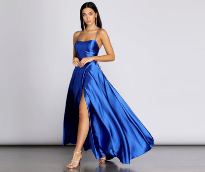 Anne Formal Lattice Satin Dress