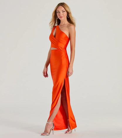 Avery One Shoulder Cutout Slim Formal Dress
