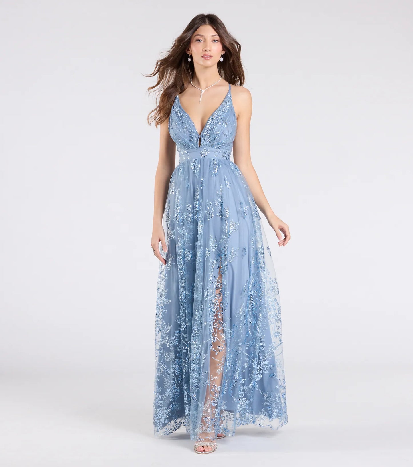 Ayva A-Line Glitter Sequin Tulle Formal Dress