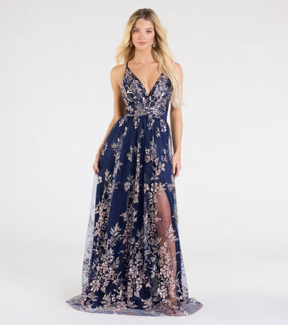 Ayva A-Line Glitter Sequin Tulle Formal Dress