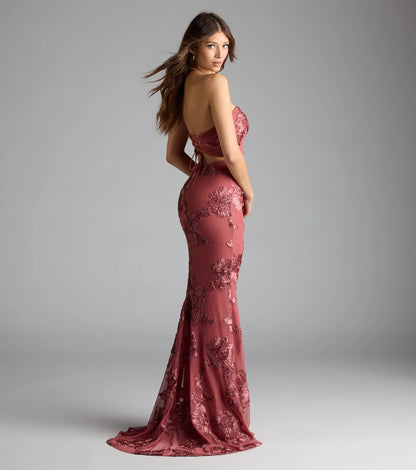 Ariela Lace-Up Cutout Mermaid Formal Dress