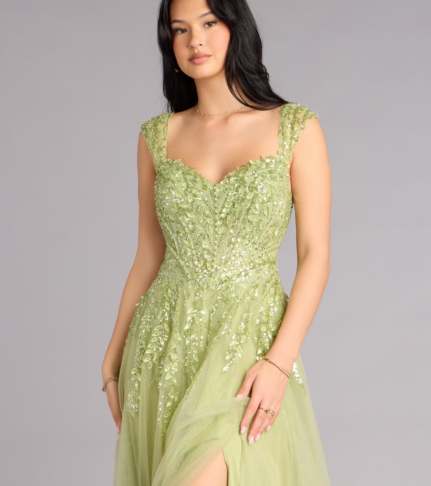 Ashley Applique Lace-Up Tulle Ball Gown