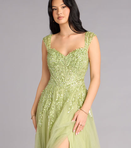 Ashley Applique Lace-Up Tulle Ball Gown