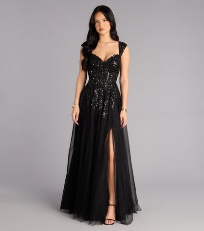 Ashley Applique Lace-Up Tulle Ball Gown