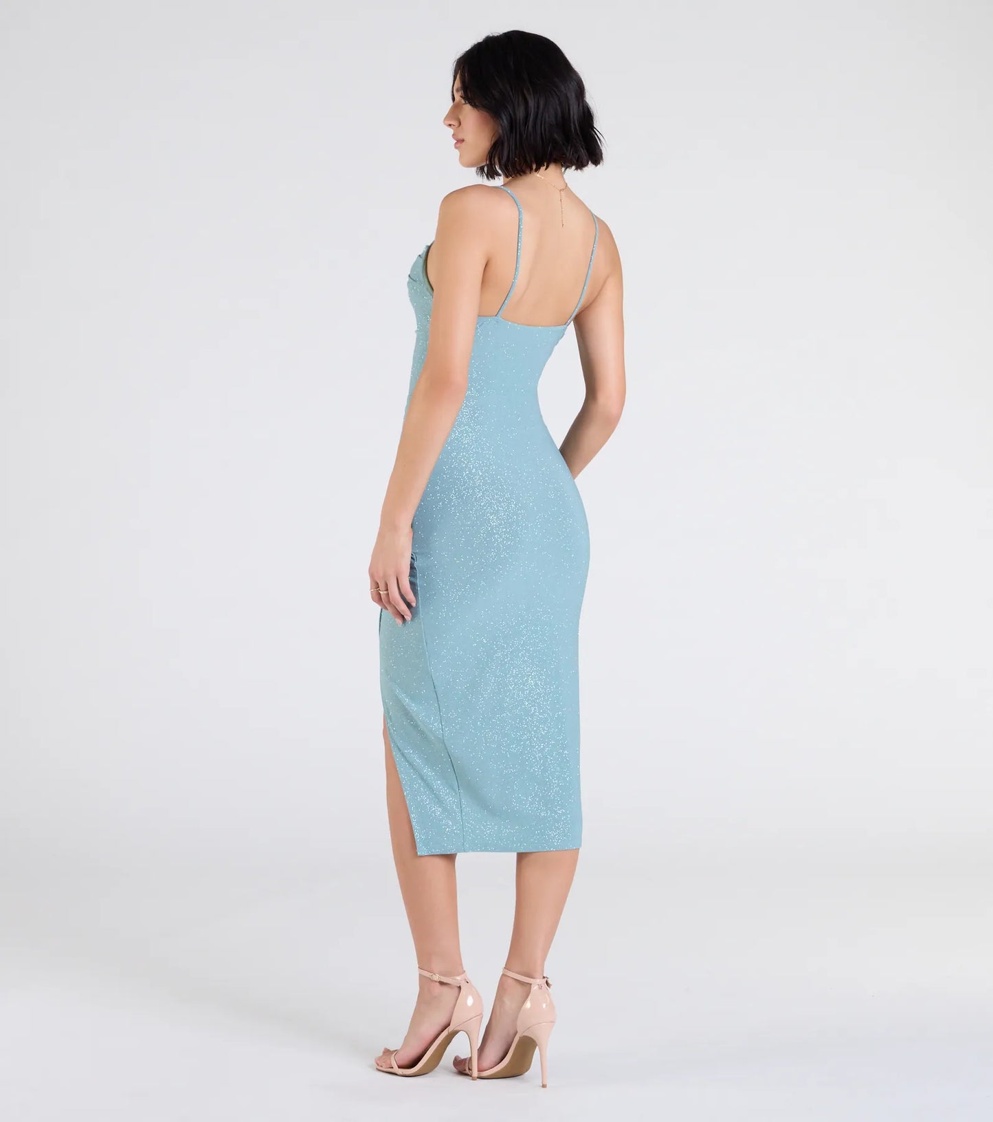 At Midnight Bodycon Glitter Mid Dress