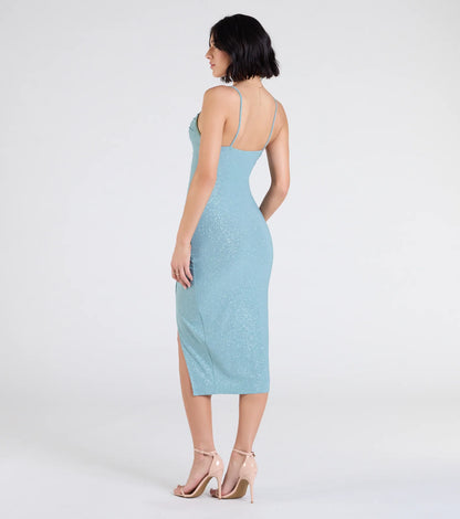 At Midnight Bodycon Glitter Mid Dress