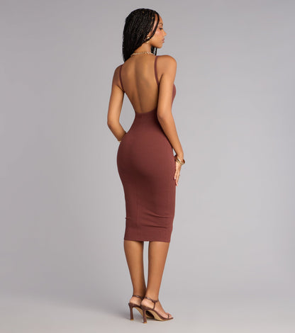 Bare It All Open Back Bodycon Midi Dress
