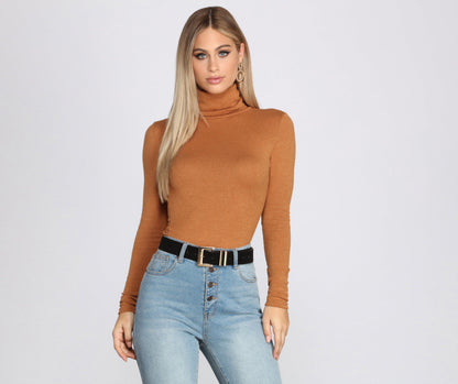 Basic Cozy Turtleneck Top
