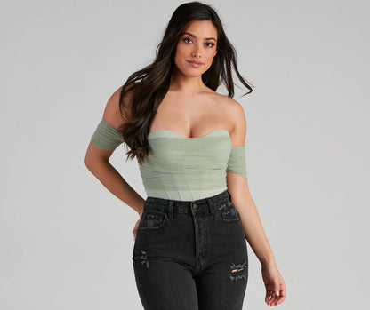 Another Date Mesh Bustier Bodysuit