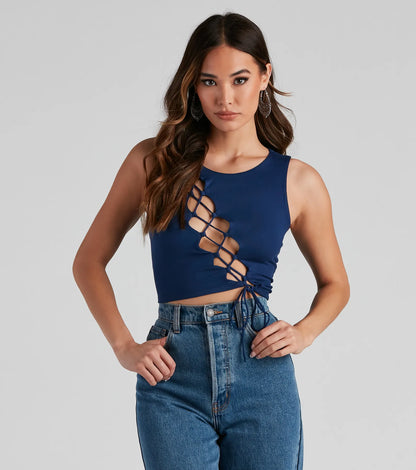 Basic Lace-Up Crop Top