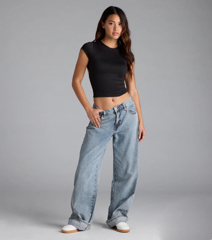 Baby Got Back Basic Crew Neck Crop Tee