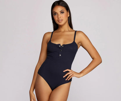 Back To Basics Henley Bodysuit