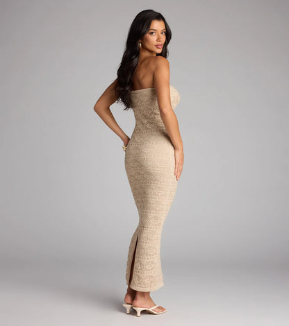 Barefoot Bliss Strapless Crochet Maxi