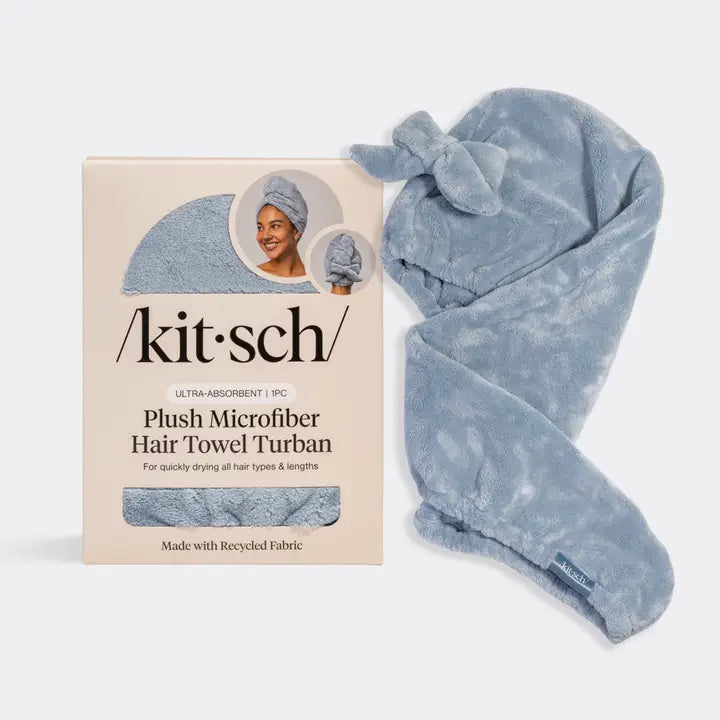 Plush Microfiber Hair Towel Turban (Blue)