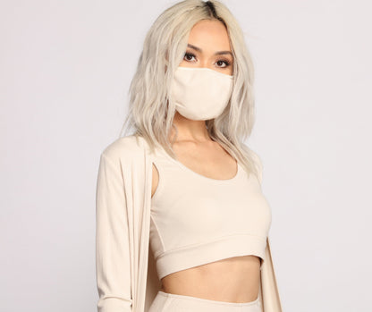 Basic Ribbed Knit Face Mask